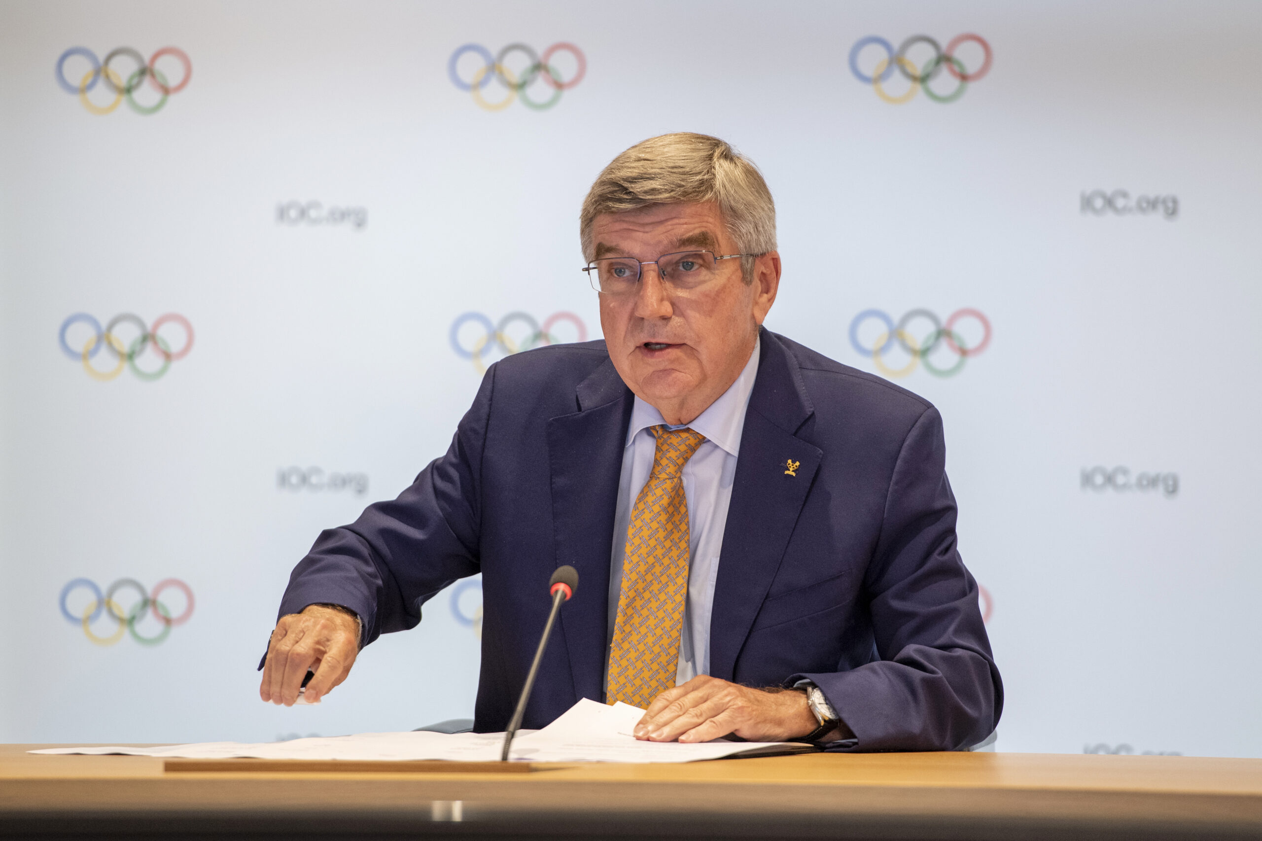 Lausanne | SwitzerlandIOC President, Thomas BACH starts the press conference after the Executive Board meeting.Copyright: IOC/Philippe Woods