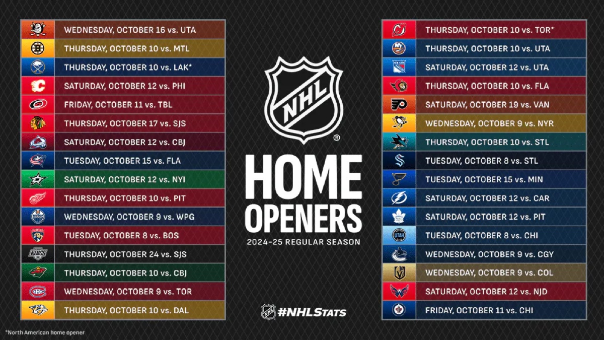 NHL 2024-25 schedule