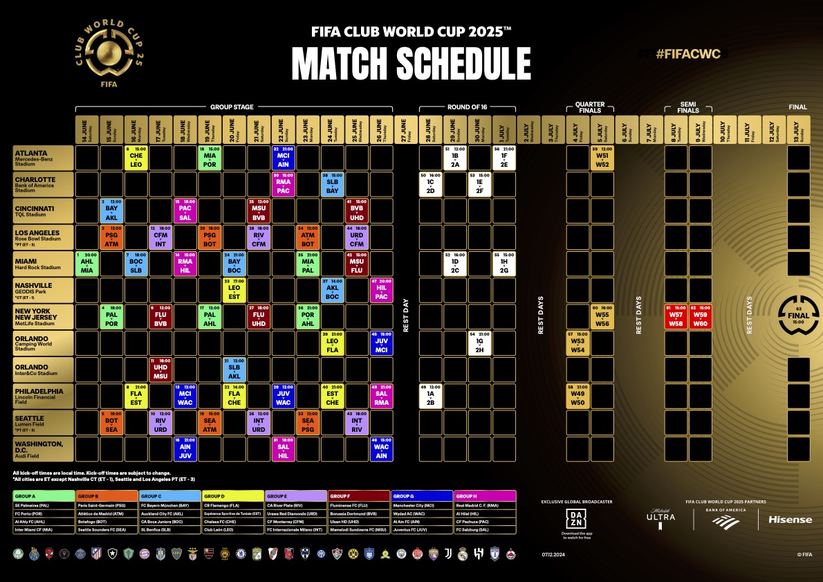 FCWC25 Match Schedule